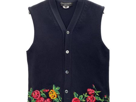 [Pre-owned] COMME des GARCONS COMME des GARCONS Flower Embroidery Knit Vest PI-N007 For Sale