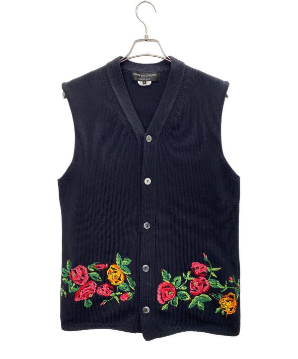 [Pre-owned] COMME des GARCONS COMME des GARCONS Flower Embroidery Knit Vest PI-N007 For Sale