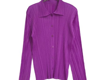 [Pre-owned] PLEATS PLEASE Pleated Shirt Cardigan   Long Sleeved Shirt   Purple PP23-JJ189 For Discount