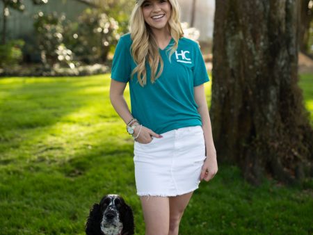 Hancock Cattle Teal V-Neck Short Sleeve T-Shirt Online Hot Sale