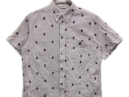 [Pre-owned] A BATHING APE S S striped shirt with allover monkey pattern Online now